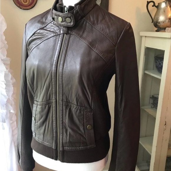 Anthropologie Idra brown leather bomber - Picture 2 of 9